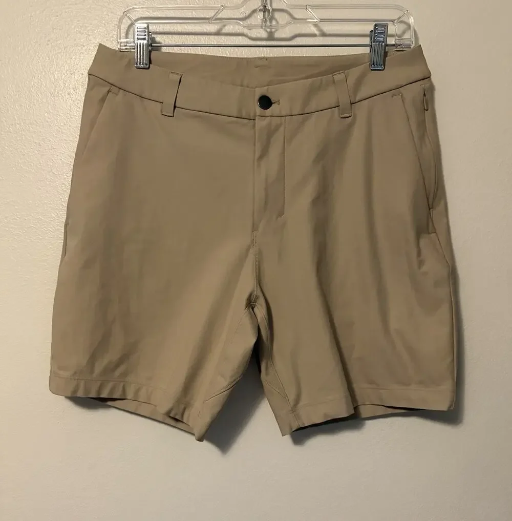 Lululemon Commission Short Mens 31 Chino Classic 7 Inseam Golf Preppy Beige